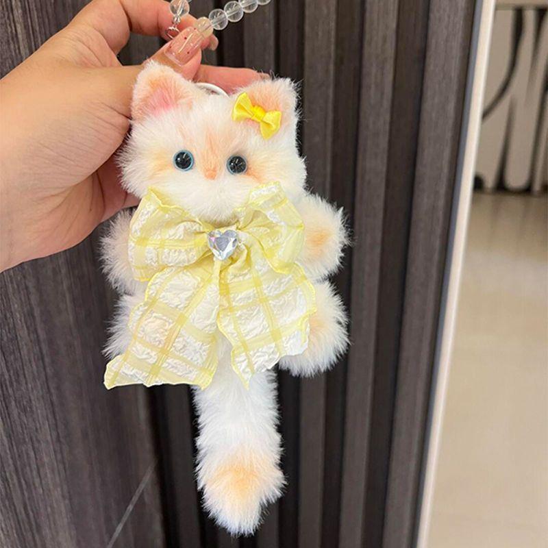 Black Cute Cat Keychain Cute Kawaii RealisticLooking Kitten Bag Charms Backpack Pendant Handmade Diy Cat Key Chain For Cat Lovers