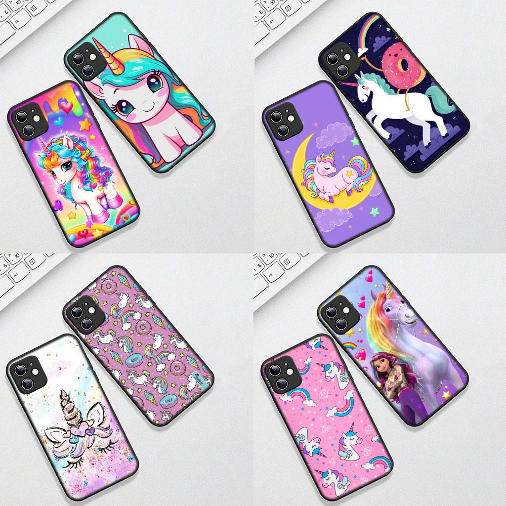 Phone Cover for Apple iPhone 13 12 Mini XS 11 Pro Max 7 8 Plus XR SE 2022 2020 SE3 Case Rainbow Unicorn Anime Cartoon Horse