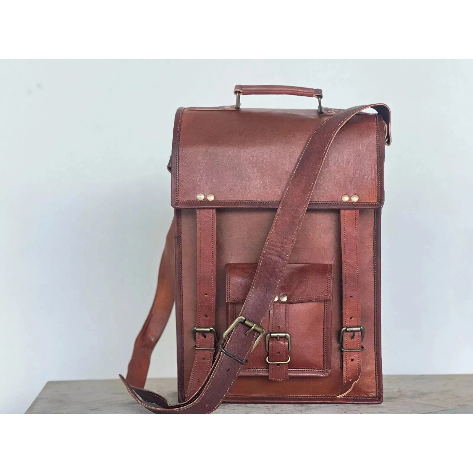 

Сумка Кожаная Сумка-мессенджер для ноутбука Мужская Винтажная Наплечная Сумка-портфель Натуральная 11 x 9 x 3 in