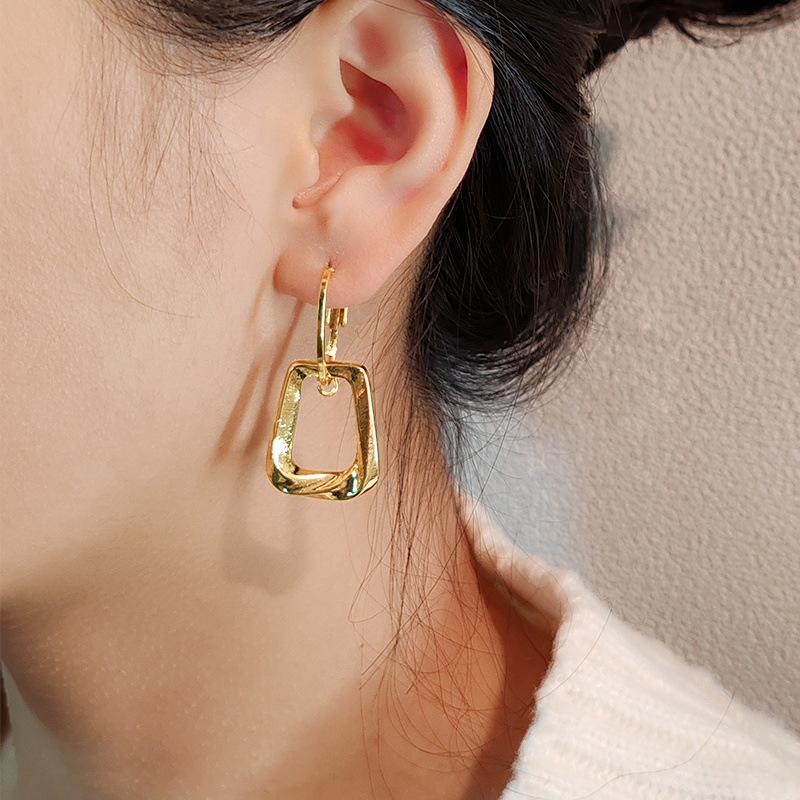 Square Metal Quadrilateral Earrings, Fashion Temperament, Design Sense, Versatile And Advanced Sense