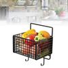 Kitchen Wall Basket Single Metal Large Capacity Space Saving Wall Mounted Storage Basket with Hook for Vegetable