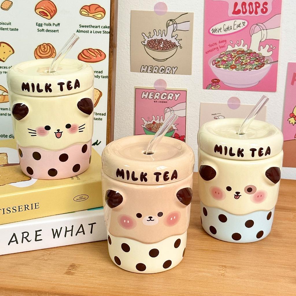 Ceramic Straw Cup Souvenir Gift for Girls Water Cup High Looking Mug Office Cup Home Couple Cup Men