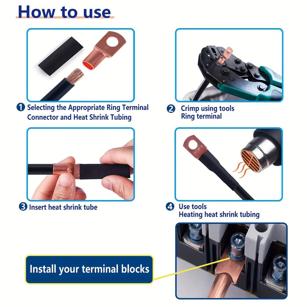 60pcs Car Plugs Copper Battery Cable Lugs Battery Wire Grommets Ring Terminal Connectors SC Terminals For Automotive Supplies