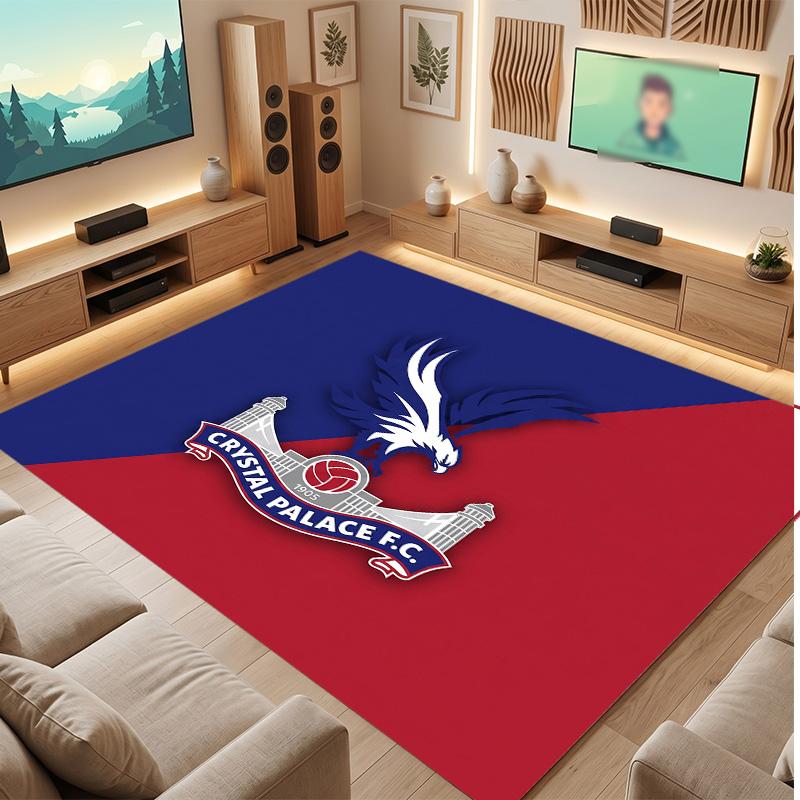 Crystal Palace Football Print Crystal Velvet Rug, Comfortable Water Absorbent Non Slip Indoor Floor Carpet