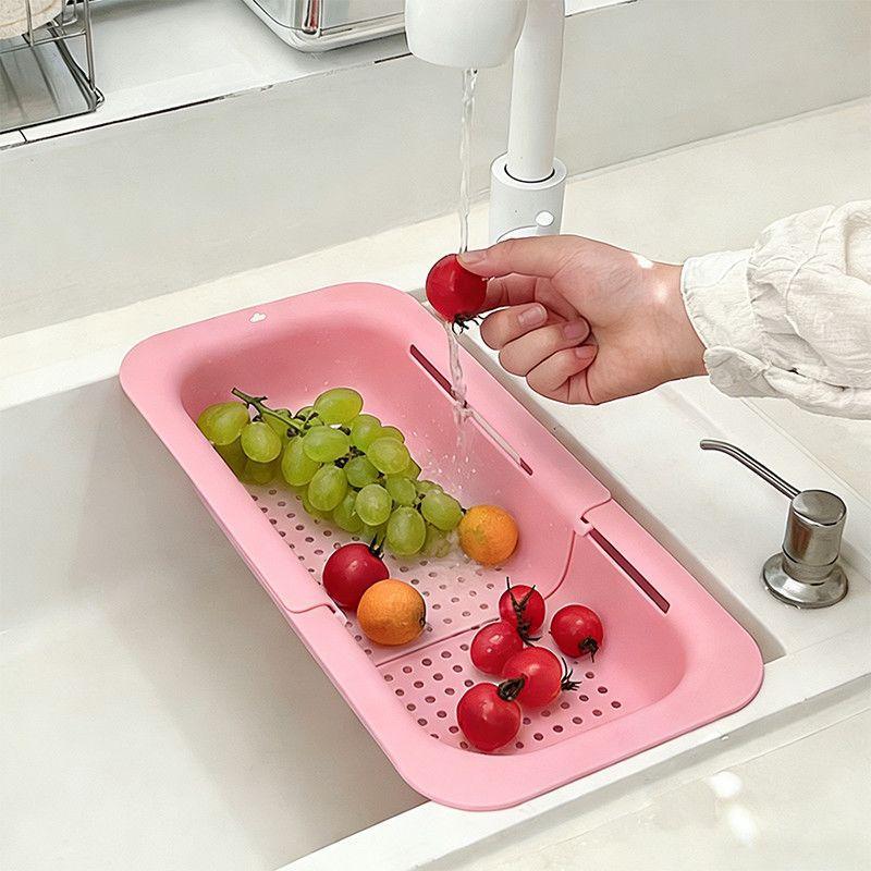 Telescopic Drain Basket, Lightweight Sink Storage Basket, Made Of Non-toxic Plastic, Food Contact Safe, Easy To Install