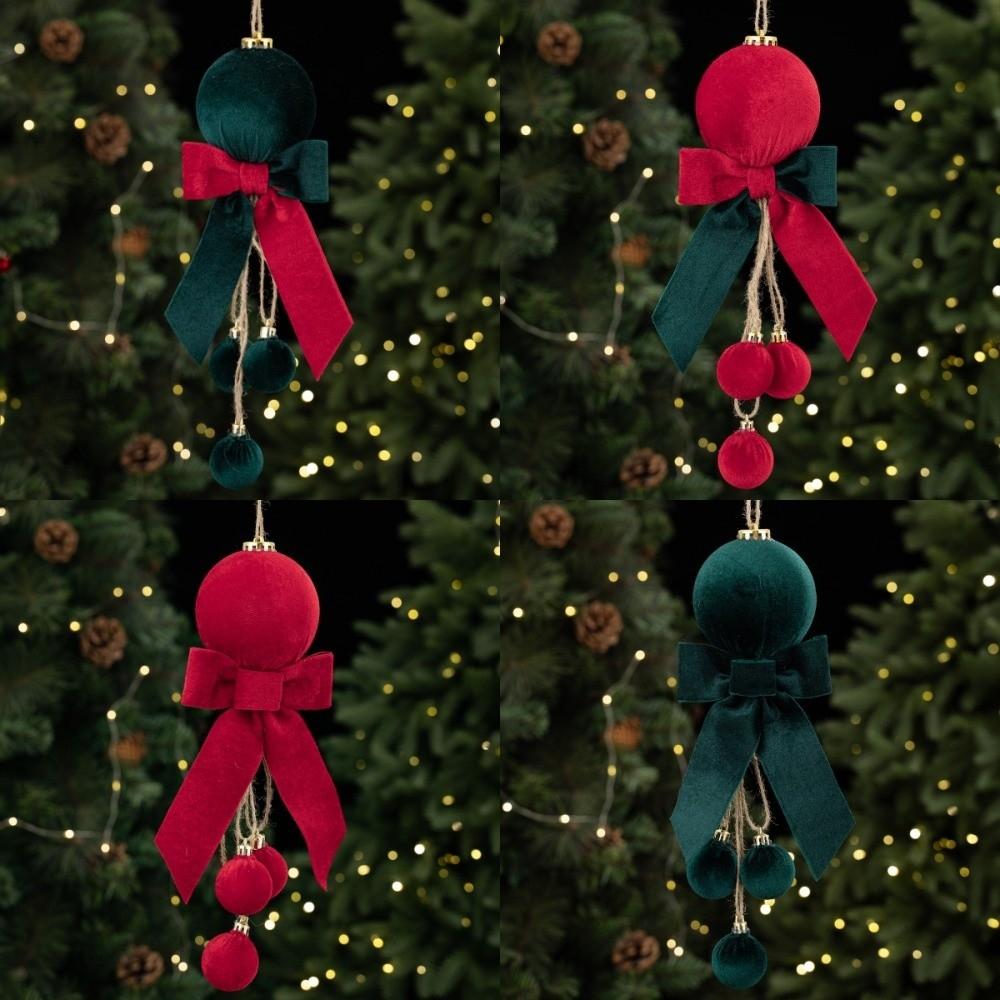 Pendant Christmas Bowknot Ball Pendant Velvet Bow Xmas Ornaments Christmas Hanging Festival Party