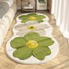 High Pile Polyester Area Rug - Fluffy Non-Slip Washable Carpet with Striped Flower Pattern, Machine Made Irregular Shape Rug for Bedroom, Living Room