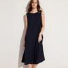 ELLE French Style Logo Design Mid-Length Slimming Little Black Dress Sleeveless Dress Women Dresses Dark-Blue EL48776