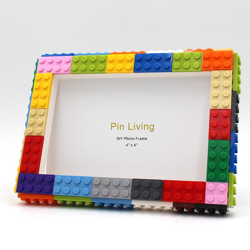 

Pin Yi DIY Kids Building Block Photo Frame - Creative Figure Display, Compatible with Lego, Perfect for Photo Wall Activity Gifts 6 Inch