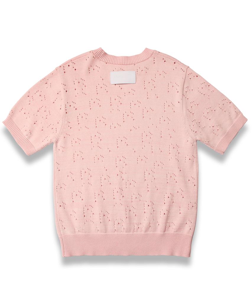 DOFFJASON Chic Sleeve Punching Knit Pink