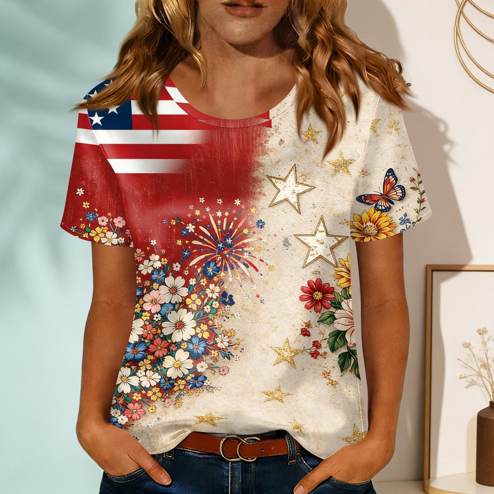 

Женская модная повседневная футболка с круглым вырезом, принтом и короткими рукавами L бежевый