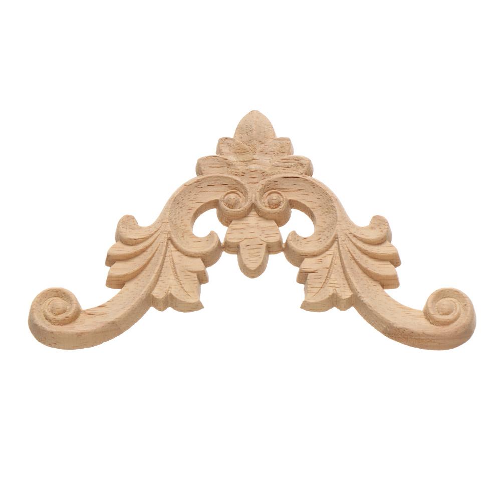 Floral Wall Door Decoration Furniture Parts Woodcarving Decorative wooden Figurines Crafts Corner Appliques Frame Wood Carved