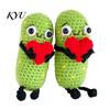 Kimchi Desk Ornament 1/2Pcs Crochet Holding Heart Pickle, Handmade Knit Cartoon Yarn Decoration Doll for Ornament, Valentine's Day Gift Toy