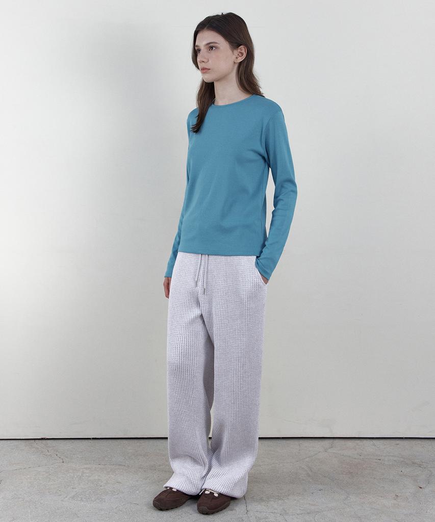 WEDNESDAYOASISFORWOMEN Color Round Long Sleeve T-Shirt_Blue(Wb6Tp47)