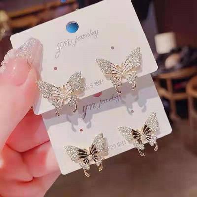 Exquisite Lady Butterfly Ear Studs for Women Inlaid Zircon High Quality Earrings Fashion Charm Girl Jewelry Friendship Gift