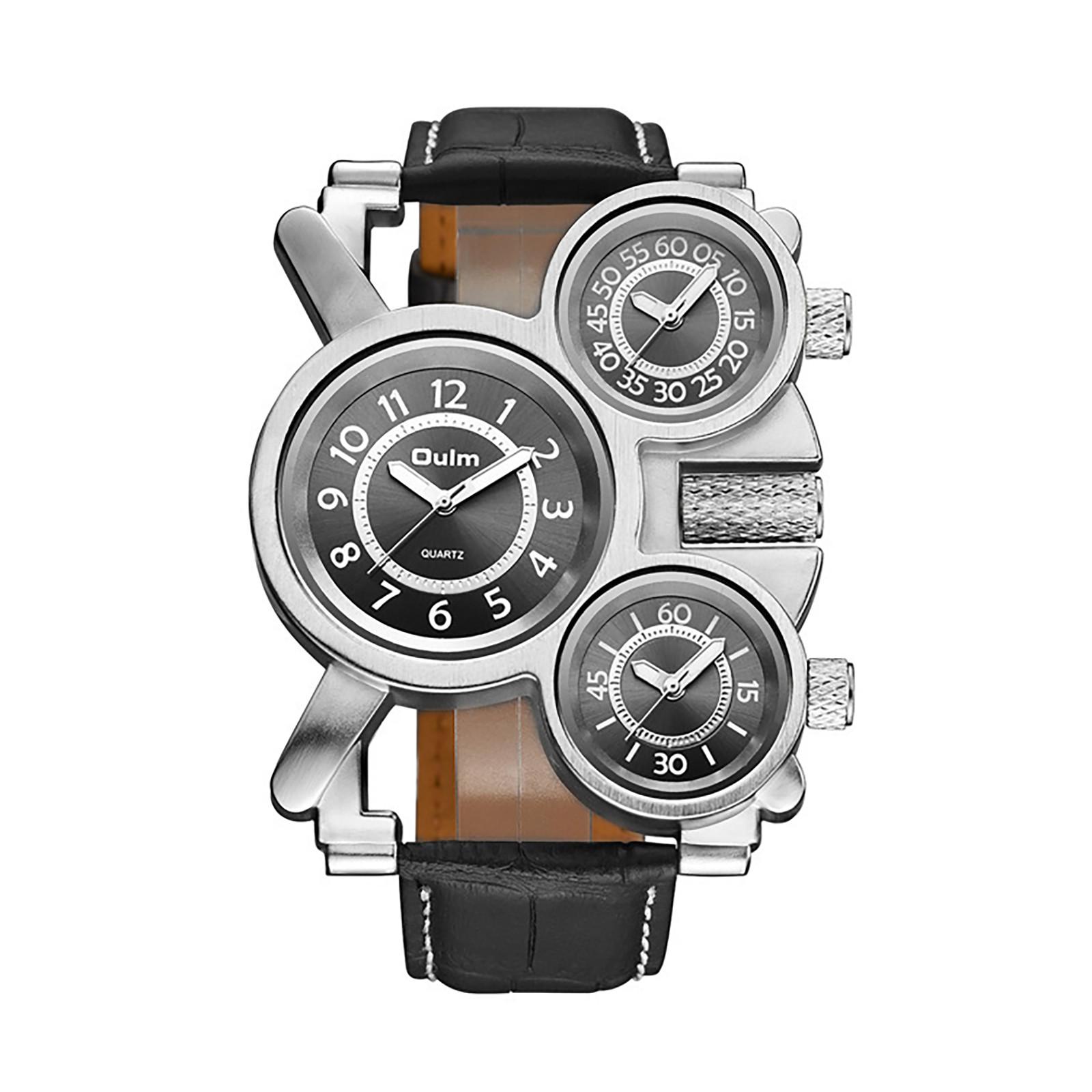 

Мужские часы в стиле стимпанк в стиле ретро, ​​трехходовой кварцевый циферблат и кожаный ремешок One Size