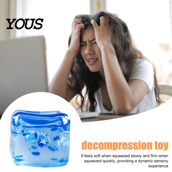 Adults Fidget Toy Stress Balls Ice Cube with Snowflakes Inside, Sensory Squeeze Fidget, Slow Rise for Kids and Anxiety Relief, Birthday Gifts