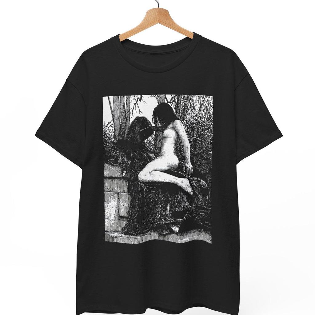 Death Is My Lover T-Shirt, Grim Reaper Occult Graphic Tee, Dark Art Gothic Shirt, Unisex Heavy Cotton Top, S to 5XL