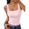 Nuovo Top Corto da Donna Estivo a Scollo Quadrato Monocolore Slim Fit, Top Sexy Senza Maniche Y2K Moda Streetwear