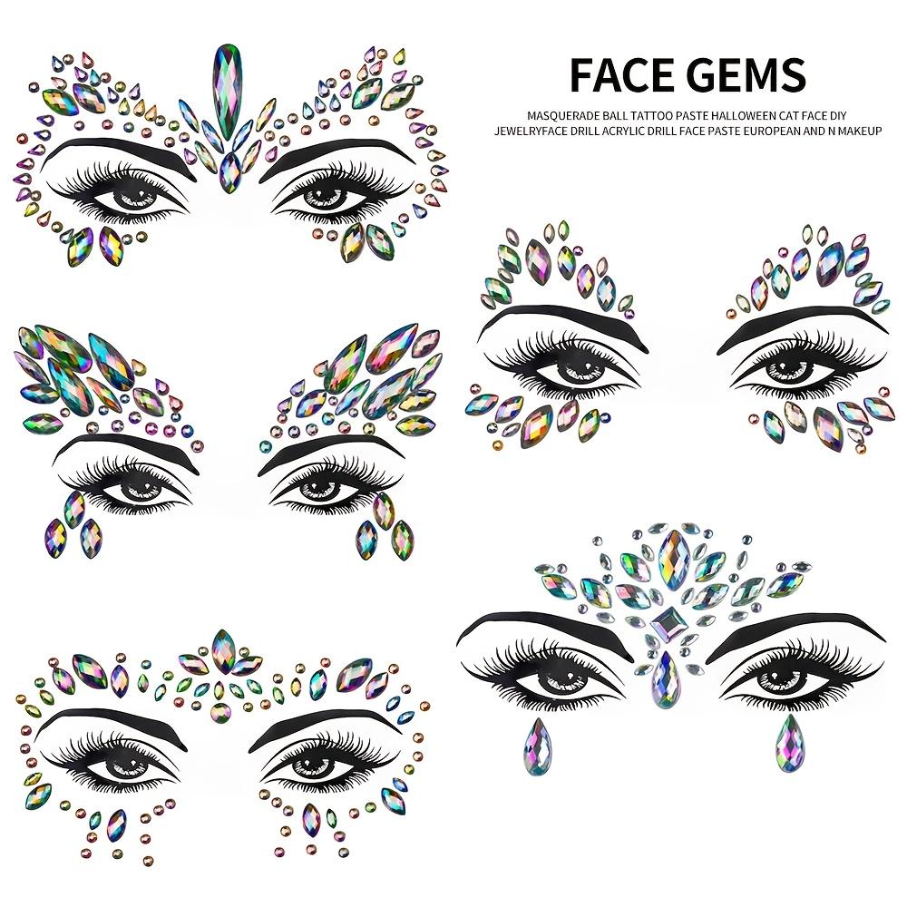 

AB Colorful Cat Makeup Festive Eye Forehead Embellishments 5sheets/set For Halloween Face Gems Decals Carnival/Mardi Gras/Masquerade 5sheets/set разноцветные