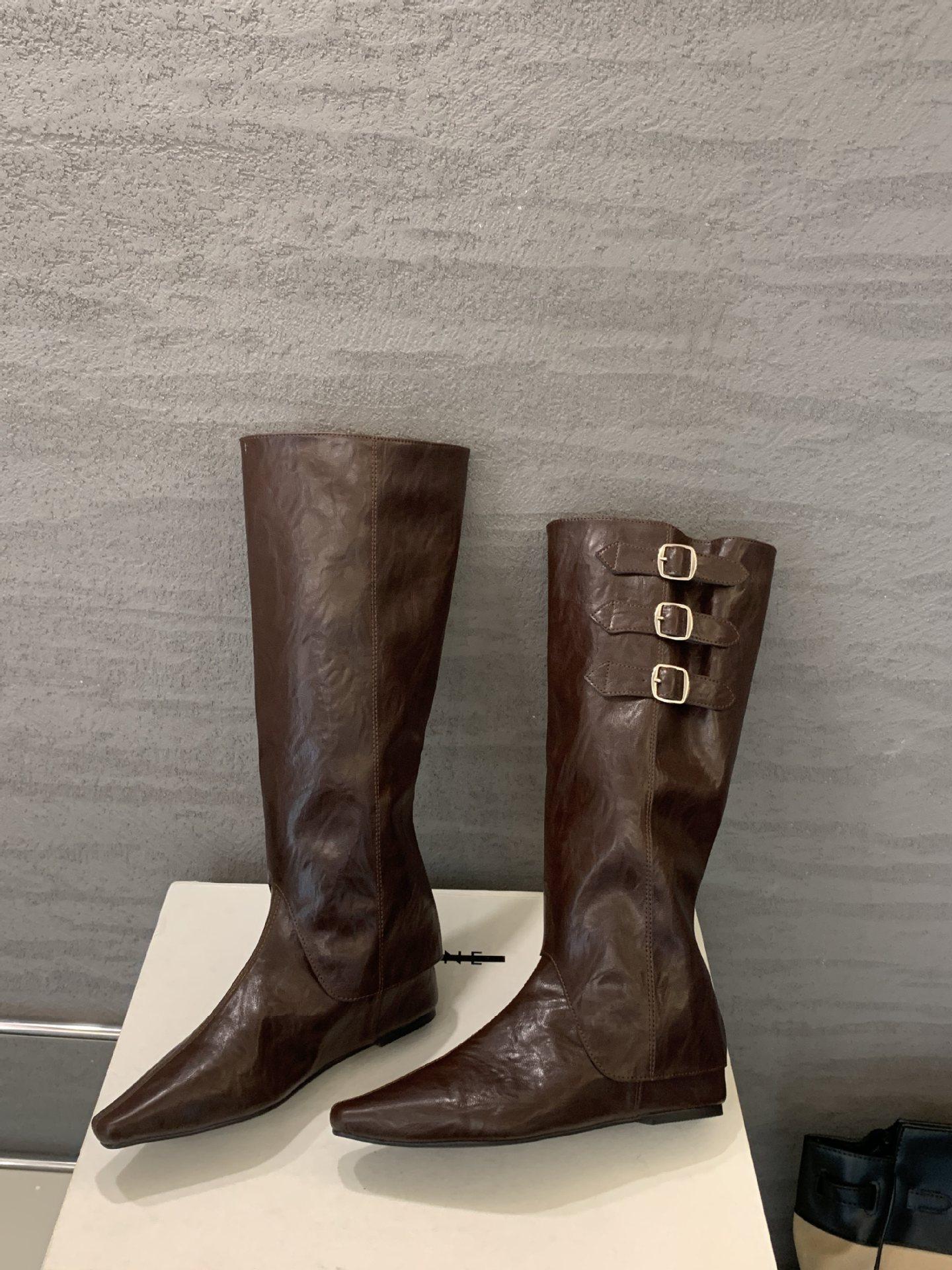 

2025 autumn new French two wear inner height increase fashion versatile Maillard boots women 39 коричневий