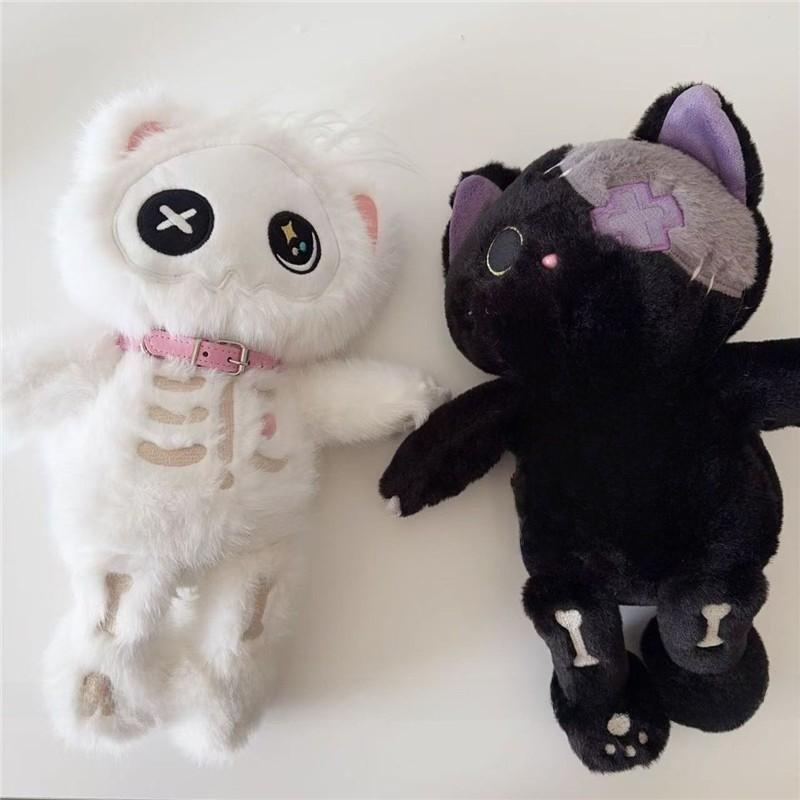 Skeleton Cat Cyberpunk Led Face Plush Animal Stylable Fur Design Home Creative