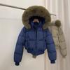 White Duck Down Winter Down Jacket Women's New Thickened High Waist Short Small Big Fur Collar Hooded Jacket