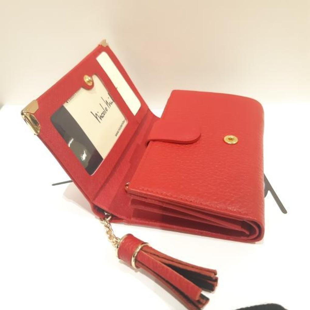 NICOLE MILLER Damen Bifold Geldbörse Mittlere Geldbörse Natürliches Rindsleder Signature Geldbörse WW914BK