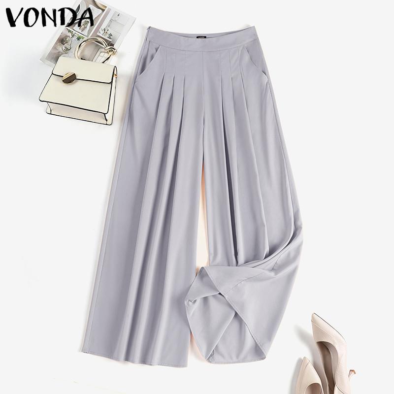 

VONDA Весенние женские повседневные широкие плиссированные длинные брюки