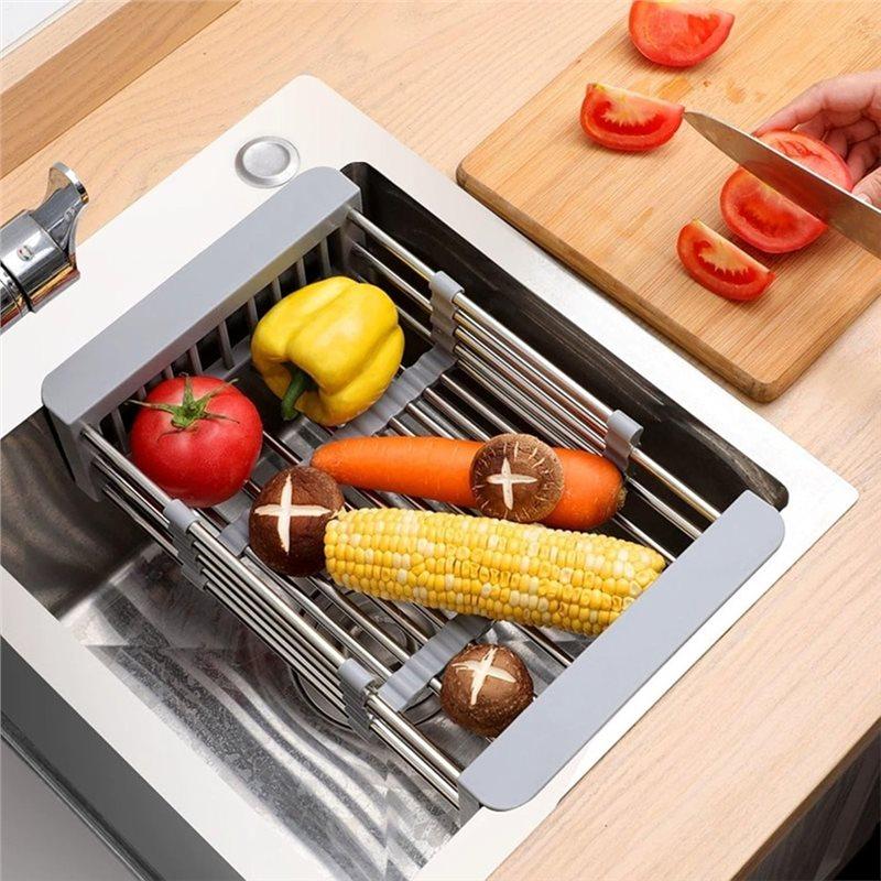 Extendable Kitchen Sink Drain Basket, Retractable Stainless Steel Sink Rack, Telescoping Sinks Accessories Kitchensinks
