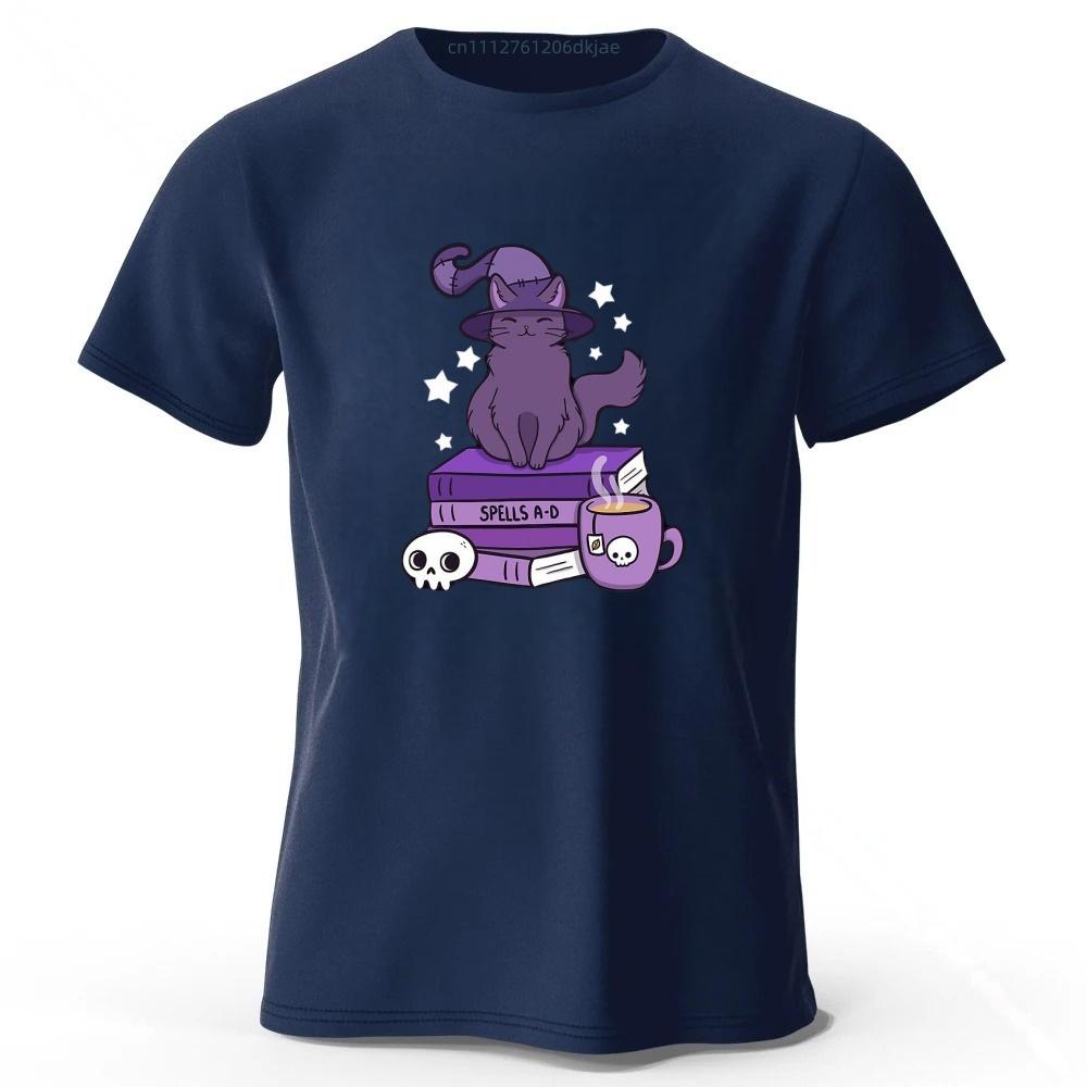 

Men s Creative Magic Cat Cotton Short Sleeves Street Trend Large Size Top Women s Loose Fashion Casual T-shirt L темно-синий
