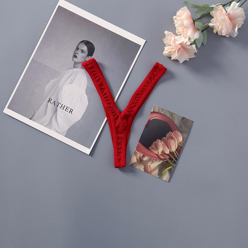 

Элегантные прозрачные сетчатые V-стринги: Низкая посадка, Невидимая V-образная форма, Сексуальный крой L (100-120 jin) красный