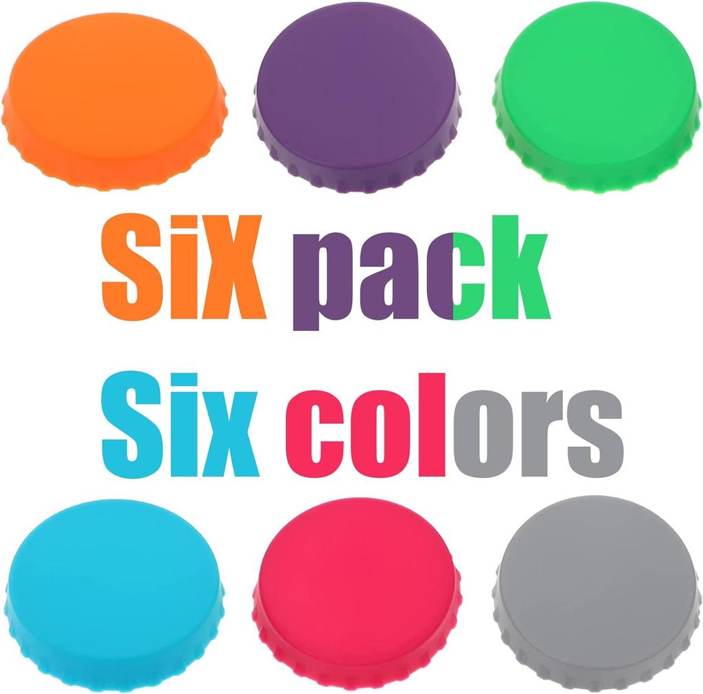 6 Pack Silicone Soda Lid Beverage Can Cover Beer Bottle Caps Juice Can Topper Reusable Coke Can Saver 6 Color Can Stopper