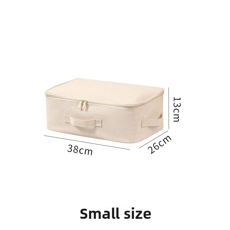 Cotton Linen Storage Bag With Zipper For Bedroom Closet Organization