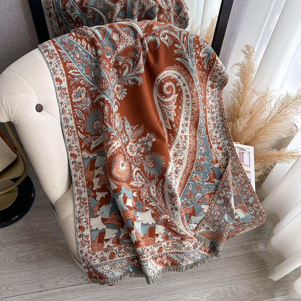Cashew Print Autumn And Winter Double-Sided Imitation Cashmere Scarf Winter High-End Warm Shawl Women