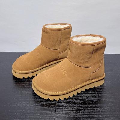 Verdickte warme Schneestiefel Damen Winter Leder Kurzstiefel neu vielseitig rutschfest weichsohlig Schnee Baumwollschuhe