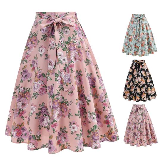 Women Skirt Fit A-Line Style High Midi Mid-calf Skirt Work Leisure