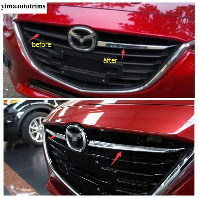 Car Front Middle Grille Mesh Strip Protector Decoration Cover Trim For Mazda 3 2014 - 2016 ABS Chrome / Red Accessories Exterior
