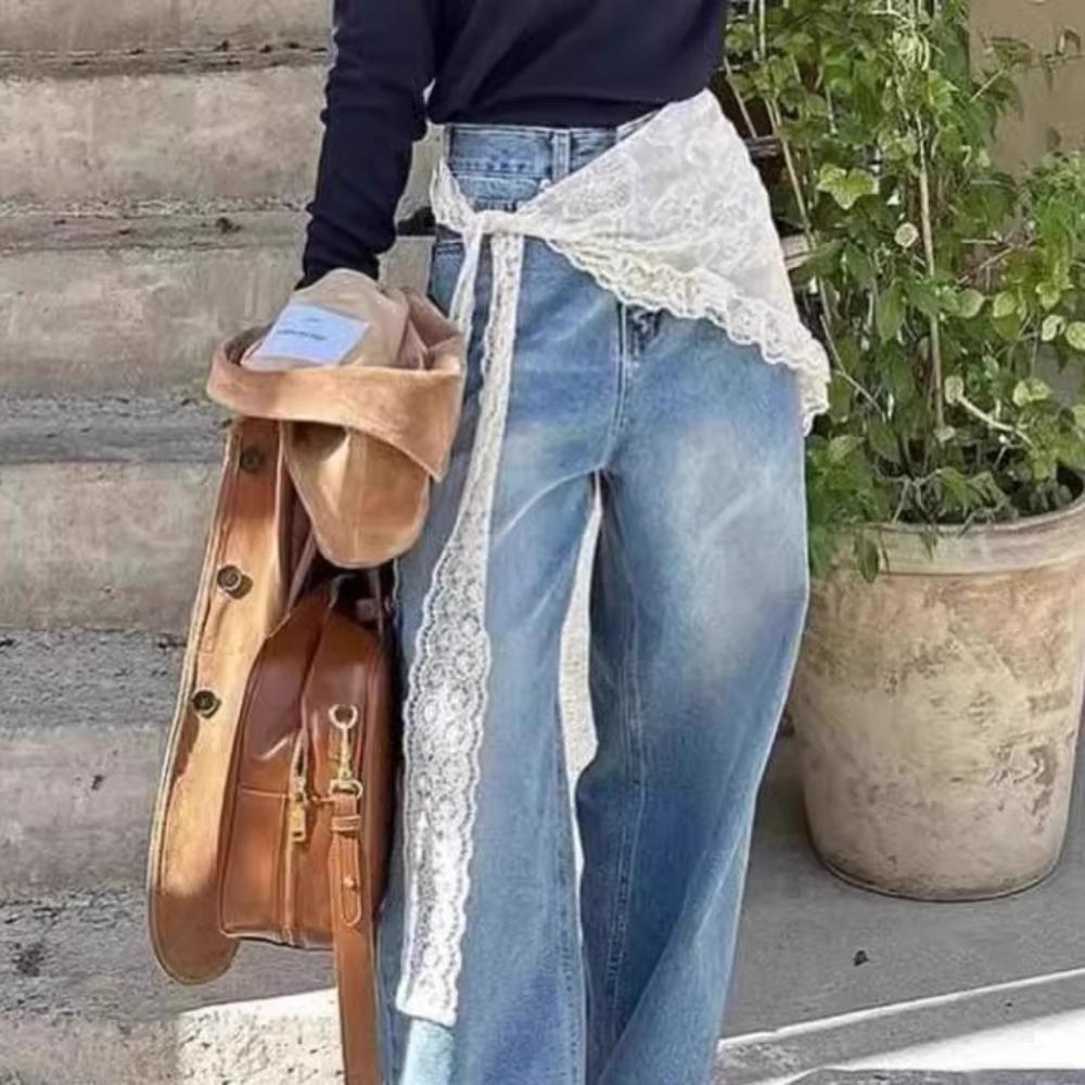 Lace Waist Scarf Belt | Apricot Layering Accessory | Jeans Styling & Head Wrap