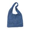 Women Shoulder Bag Wide Straps Large Capacity Solid Color Handbag Commuting Style Decorative Knitting Shoulder Bag