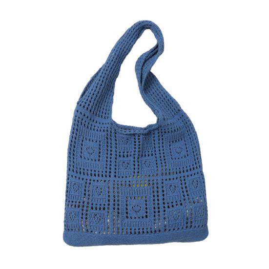 Women Shoulder Bag Wide Straps Large Capacity Solid Color Handbag Commuting Style Decorative Knitting Shoulder Bag
