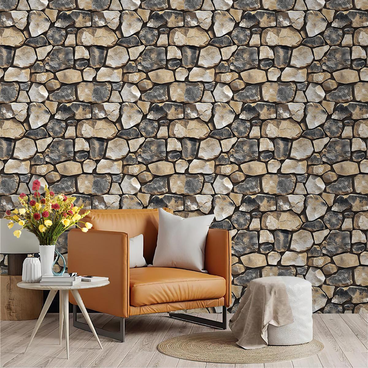 Кирпичная контактная бумага Самоклеящиеся обои Каменная настенная бумага Камин Кухня Фартук Покрытия 45x300cm