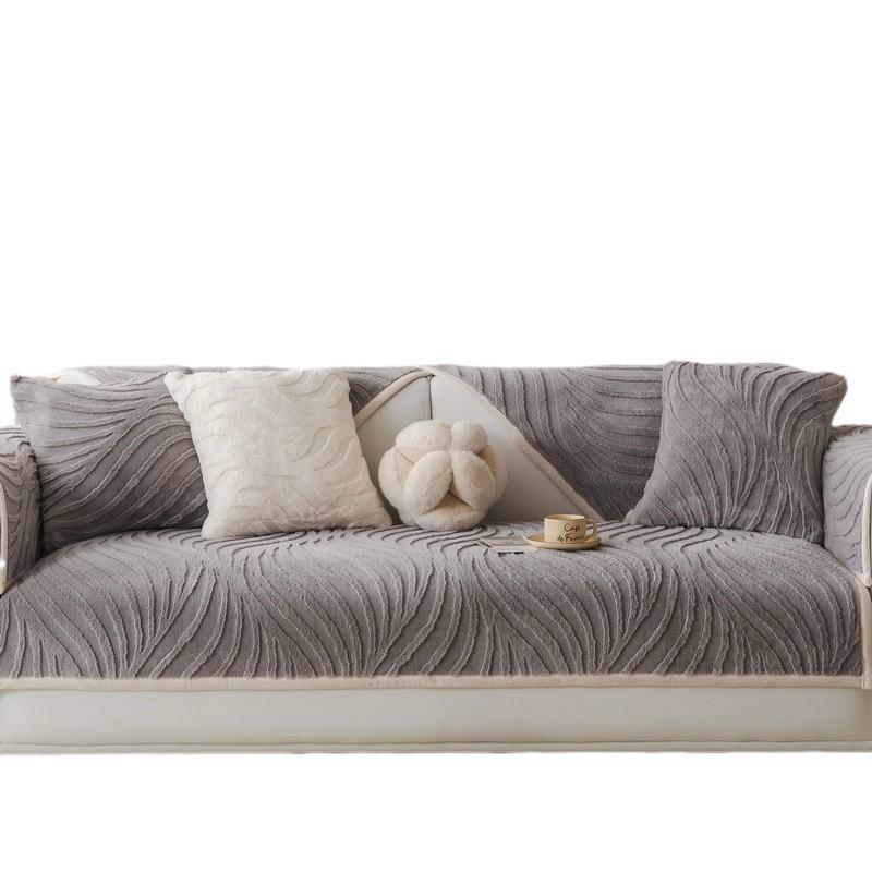 Plush Sofa Cushion Winter Nordic Non-Slip Seat Cushion Backrest Cover Towel Modern Simple Winter Leather Sofa Cover Cover Cloth