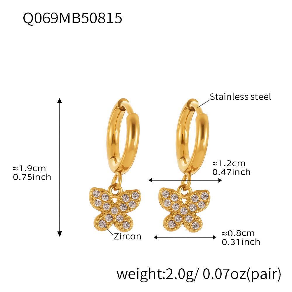 Oumika 18K Gold-Plated Butterfly & Diamond Earrings for Women