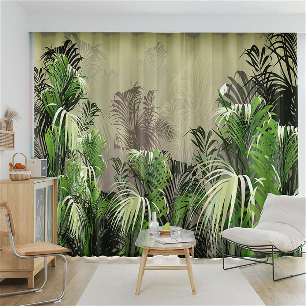 Tropical Rainforest Tree Leaf Plant Nature Kids Window Curtains Blinds for Living Room Bedroom Kitchen Door Home Decor 2Pieces
