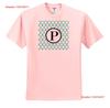 dRose Mint Green Pattern Monogram Initial P T Shirt Vintage Washed Casual Versatile Soft Unisex Stretched Homme Comfortable
