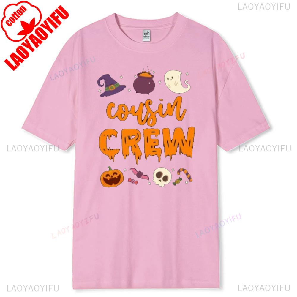 Halloween Cousin Crew Tshirt Spooky Season Matching Tee Pumpkin Skull Ghost Vibes Shirt Family Group Comfortable Cotton Gift