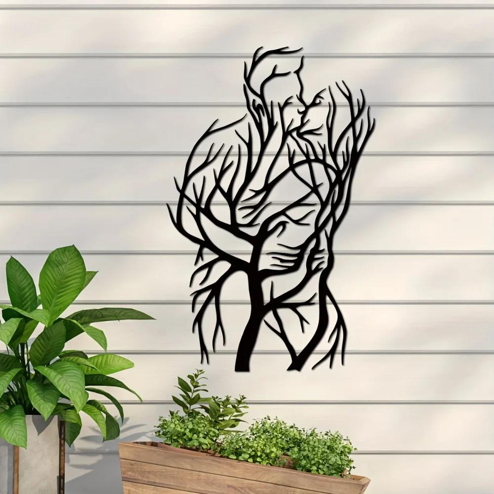 1 stk moderne abstrakt metalltre veggkunstskulptur - ideell for hjemmeinnredning, bryllupsgaver og hengende veggkunst