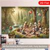 2D Plane Bear Family Forest Picnic Indoor and Outdoor Party Banner Suitable for Birthday Wedding Ball Party Polyester
