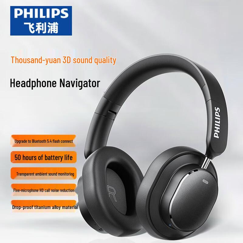 

Philips TAH5519 Over-Ear Wireless Bluetooth Headphones with Active Noise Cancellation